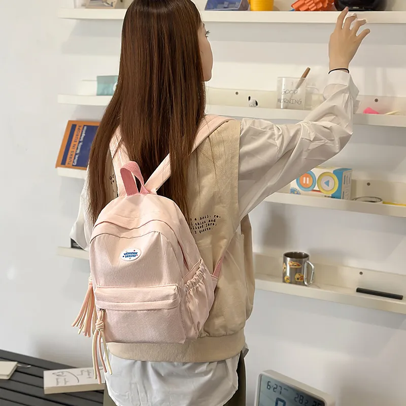 TOUTSEUL YOLO Nylon Backpack Unisex Black/Pink/Yellow/Blue-10