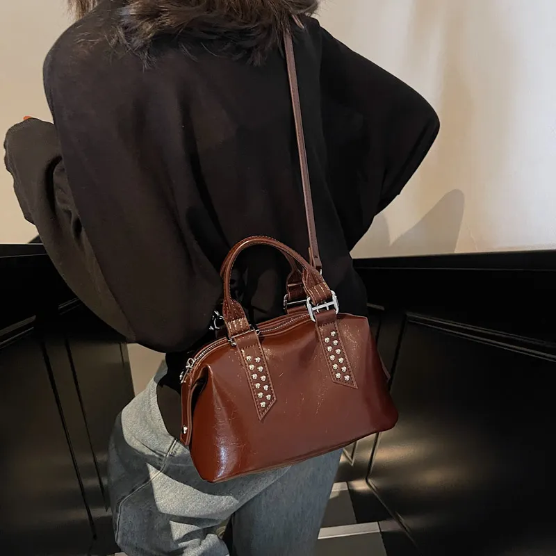 TOUTSEUL YOLO PU Boston Bag Handbag Women's Black/Coffee/Burgundy-15
