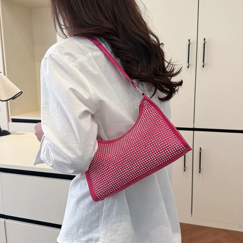 TOUTSEUL YOLO Suede Shoulder Bag Regular Women's Ecru/Black/Rose Red-14