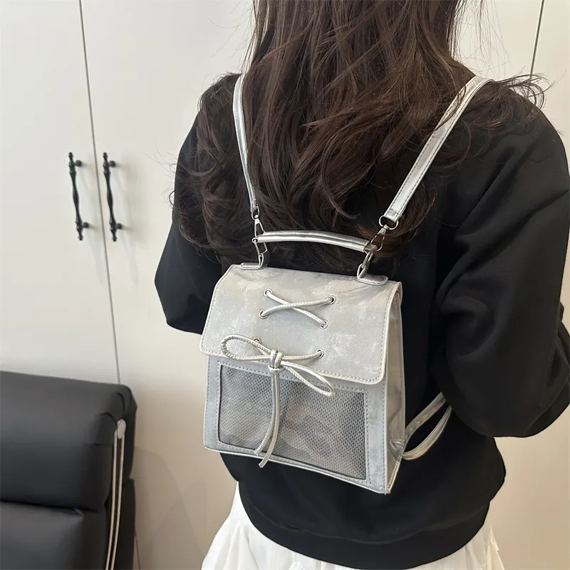 TOUTSEUL YOLO PU Backpack Women's White/Silver/Black/Pink-7