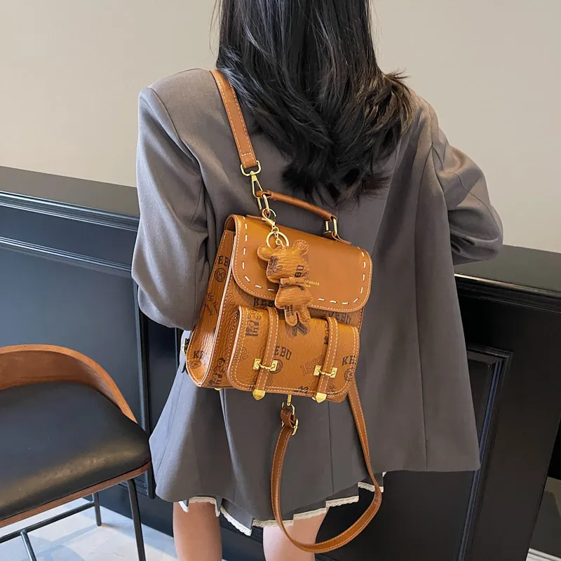 TOUTSEUL YOLO PU Backpack Women's White/Black/Pink/Brown-21