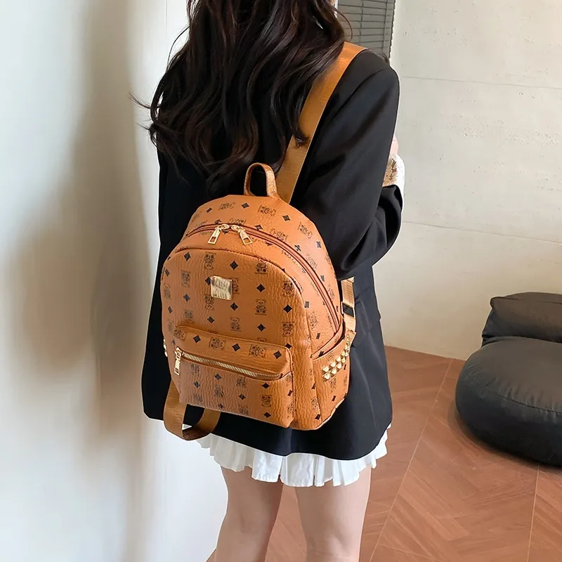 TOUTSEUL YOLO PU Backpack Women's White/Pink/Brown-15