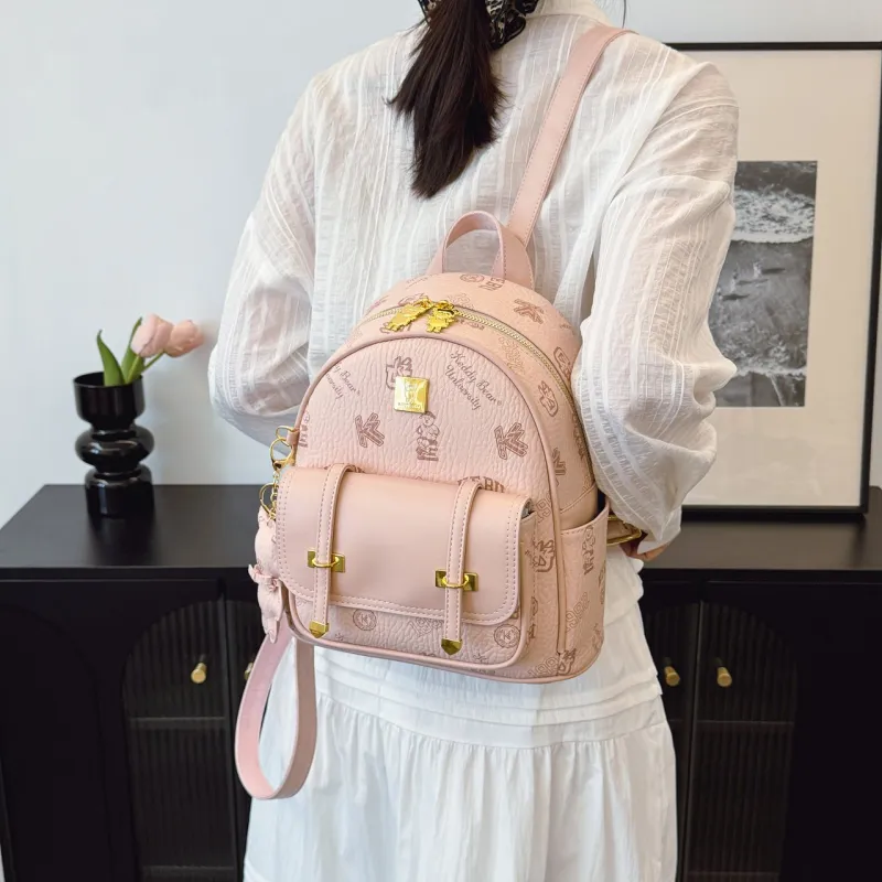 TOUTSEUL YOLO PU Backpack Women's White/Pink/Black/Brown-16
