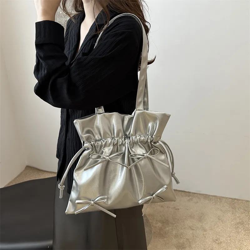 TOUTSEUL YOLO PU Tote Bag, Shoulder Bag Regular Women's White/Silver/Red/Black/Yellow-11