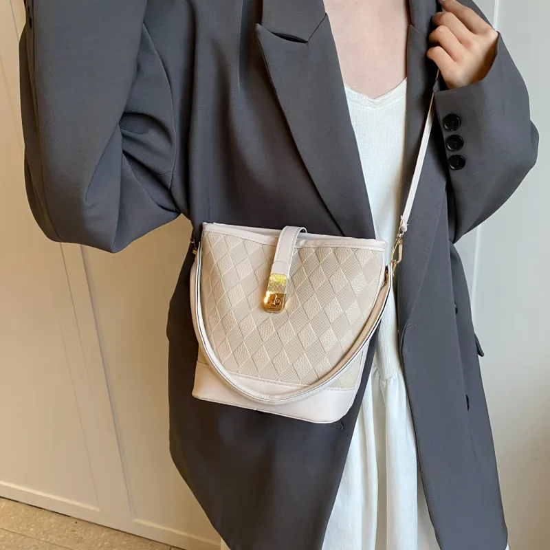 TOUTSEUL YOLO PU Bucket Bag Handbag Women's White/Black/Khaki/Brown-5