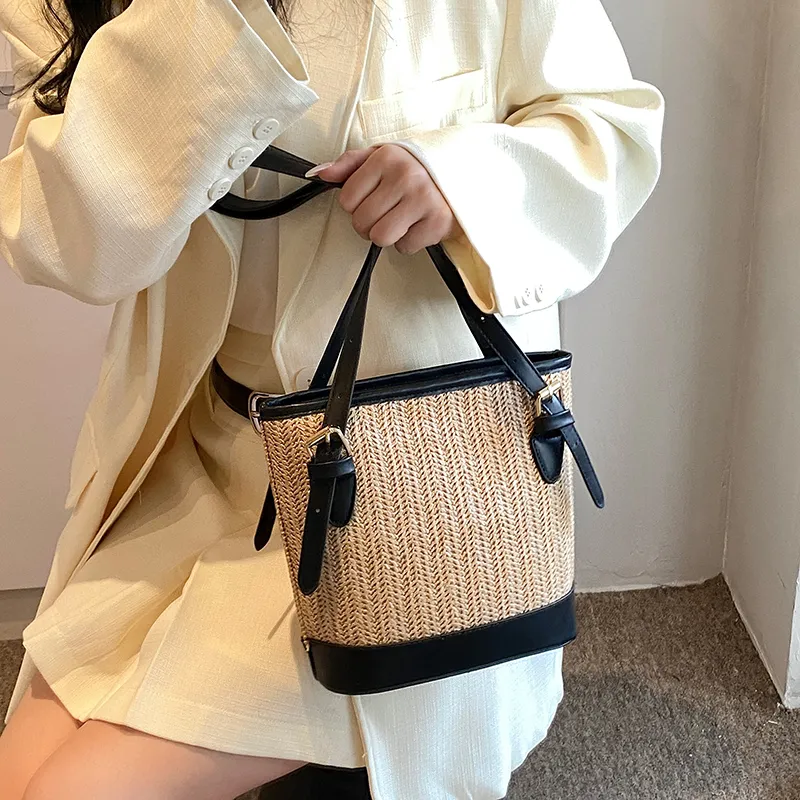 TOUTSEUL YOLO Straw Woven Shoulder Bag Women's Multicolor-14