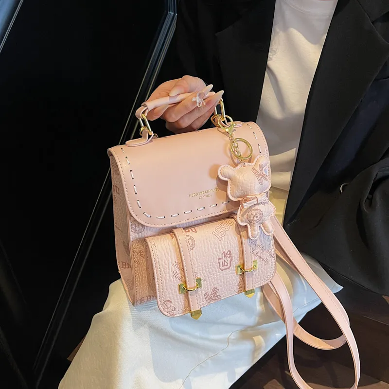 TOUTSEUL YOLO PU Backpack Women's White/Black/Pink/Brown-13