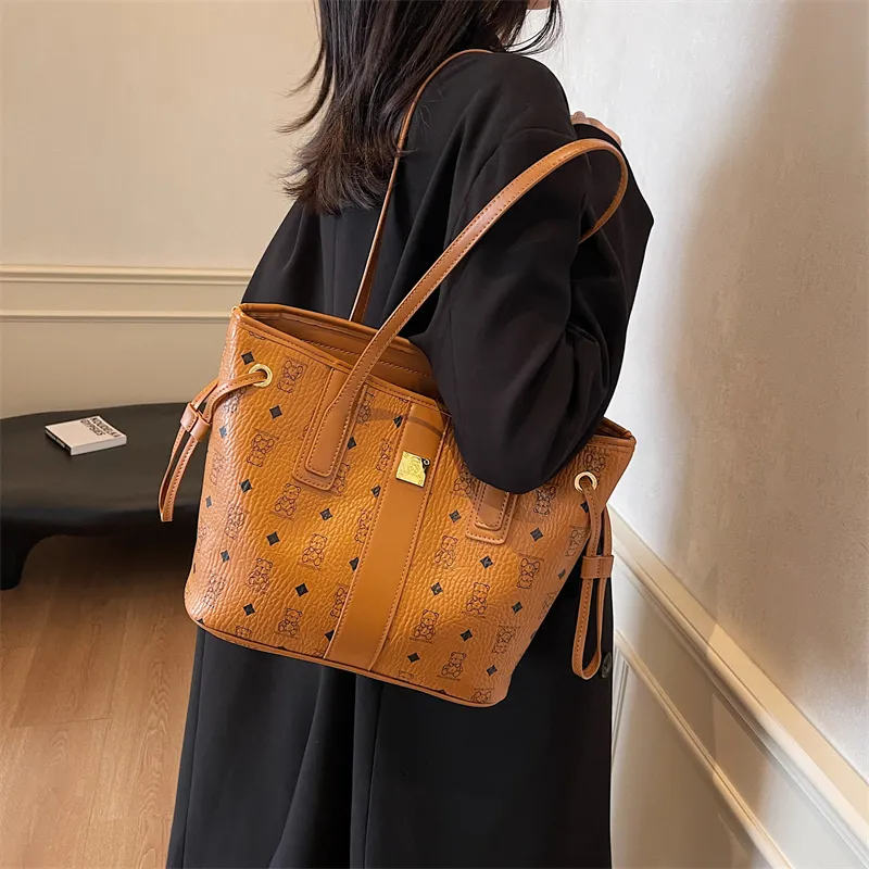 TOUTSEUL YOLO PU Tote Bag, Shopping Bag, Shoulder Bag Unisex White/Pink/Black/Brown/Black & White-16