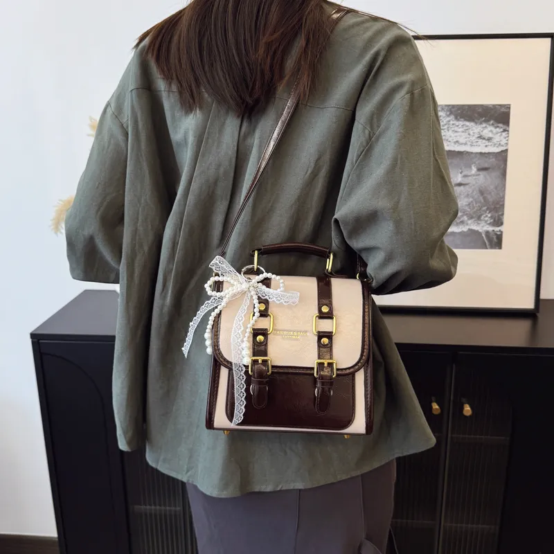 TOUTSEUL YOLO PU Backpack Regular Unisex Black/Coffee & White & Brown-11