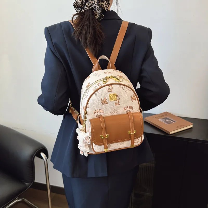TOUTSEUL YOLO PU Backpack Women's White/Pink/Black/Brown-5
