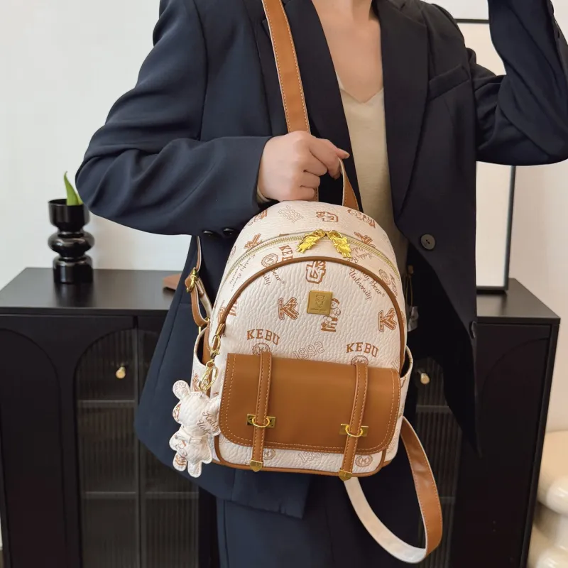 TOUTSEUL YOLO PU Backpack Women's White/Pink/Black/Brown-6