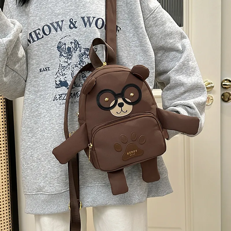 TOUTSEUL YOLO Nylon Backpack Unisex White/Brown-12