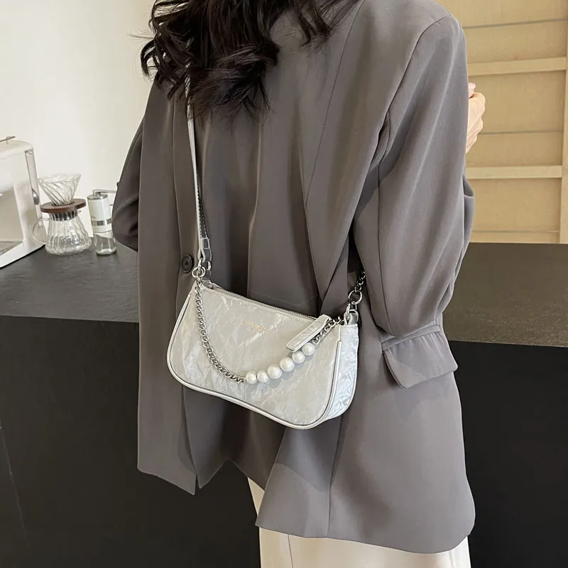 TOUTSEUL YOLO PU Shoulder Bag Women's Ecru/Silver/Black/Pink-9
