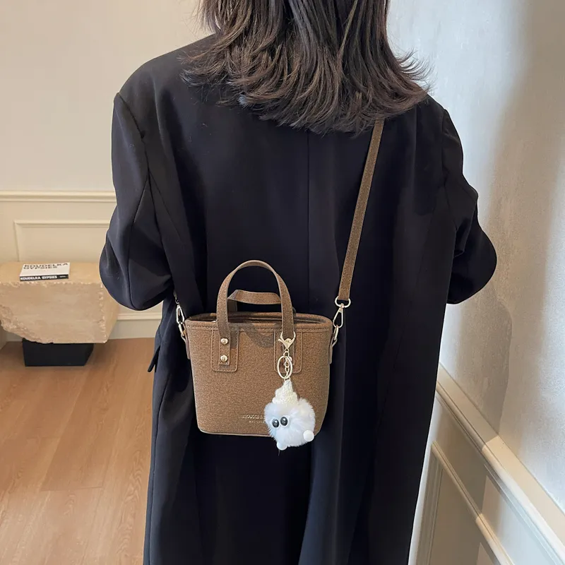 TOUTSEUL YOLO Pu Crossbody One Shoulder Handbag Women's Ecru/Black/Pink/Coffee-14