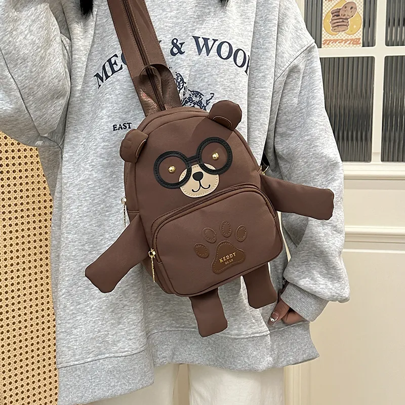 TOUTSEUL YOLO Nylon Backpack Unisex White/Brown-9