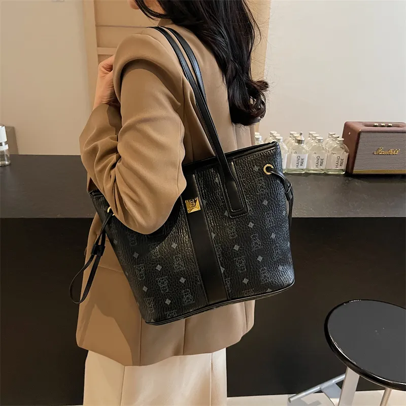 TOUTSEUL YOLO PU Tote Bag, Shopping Bag, Shoulder Bag Unisex White/Pink/Black/Brown/Black & White-9
