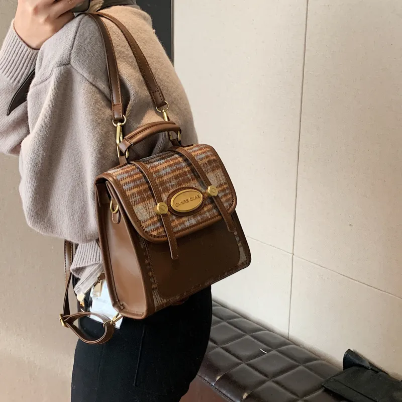 TOUTSEUL YOLO PU Backpack Women's Brown Plaid/Blue Plaid-7