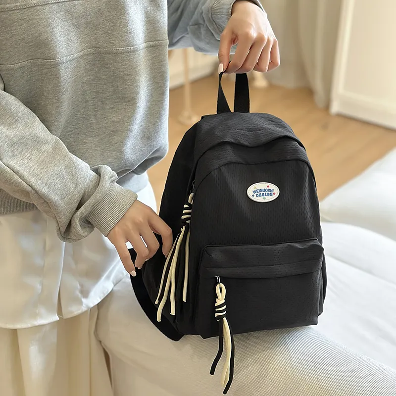 TOUTSEUL YOLO Nylon Backpack Unisex Black/Pink/Yellow/Blue-5