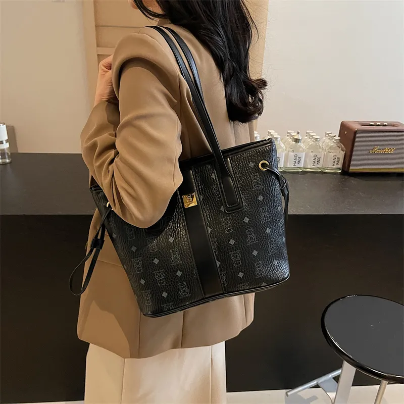 TOUTSEUL YOLO PU Tote Bag, Shopping Bag, Shoulder Bag Unisex White/Pink/Black/Brown/Black & White-8