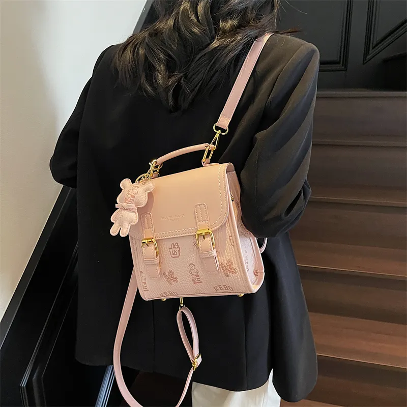 TOUTSEUL YOLO PU One Shoulder Crossbody Backpack Women's White/Black/Pink/Brown-16