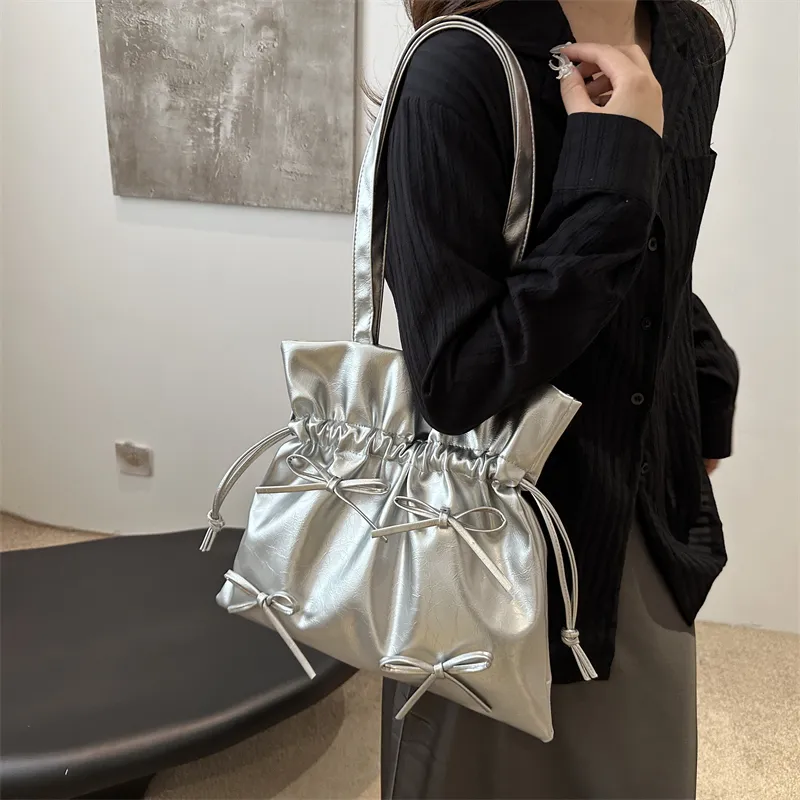 TOUTSEUL YOLO PU Tote Bag, Shoulder Bag Regular Women's White/Silver/Red/Black/Yellow-9