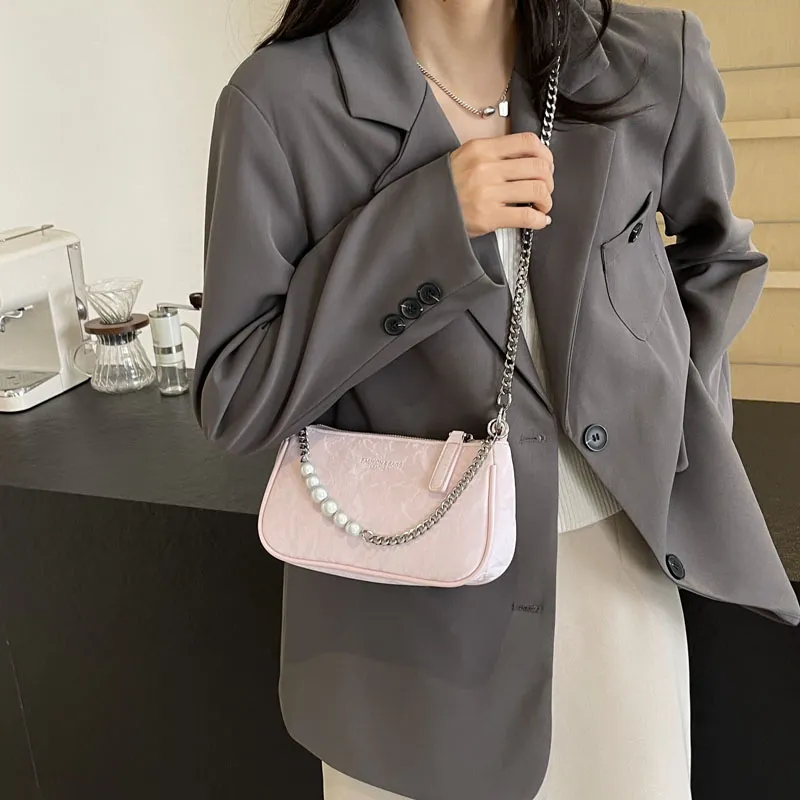TOUTSEUL YOLO PU Shoulder Bag Women's Ecru/Silver/Black/Pink-18