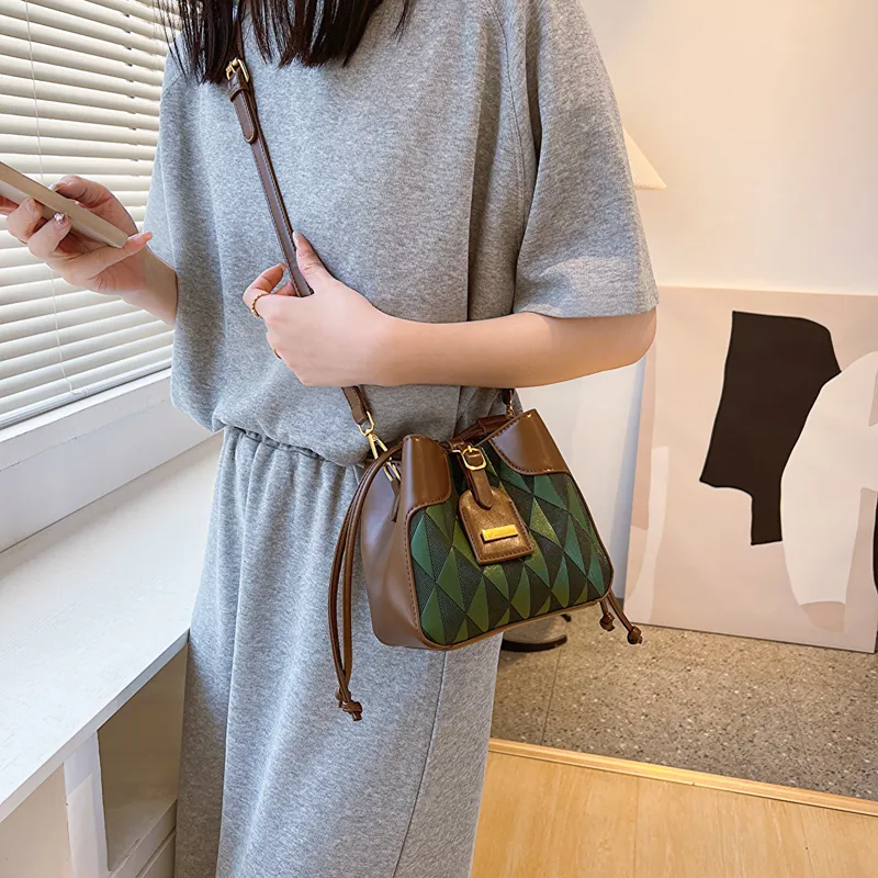 TOUTSEUL YOLO PU Shoulder Bag Women's Coffee/Green-7
