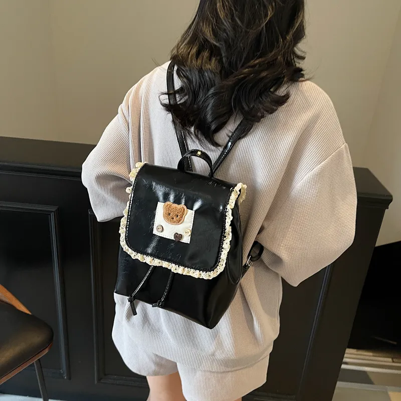 TOUTSEUL YOLO PU Backpack Unisex Ecru/Black/Blue/Pink-11
