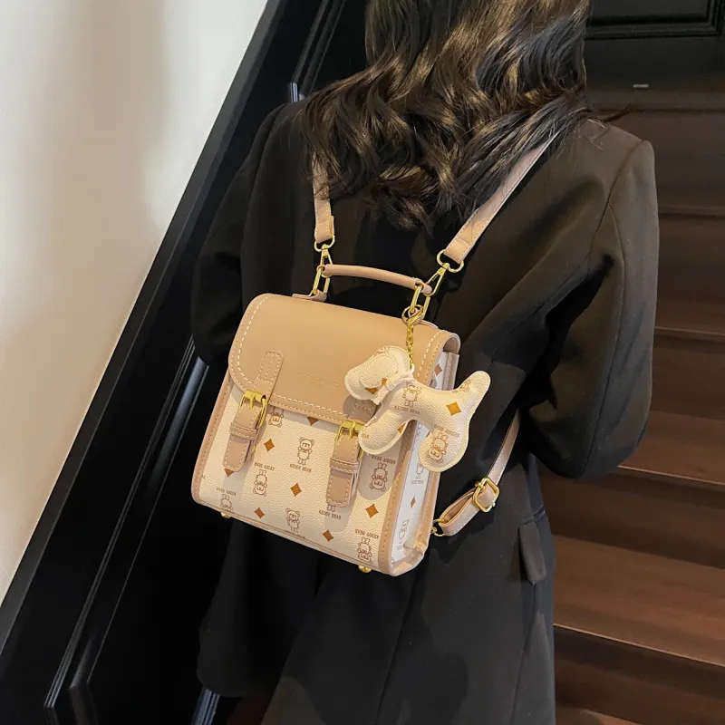 TOUTSEUL YOLO PU One Shoulder Crossbody Backpack Women's White/Pink/Coffee/Brown-4