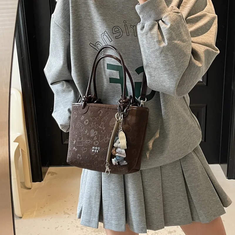 TOUTSEUL YOLO PU One Shoulder Handbag Women's Ecru/Coffee/Black-6