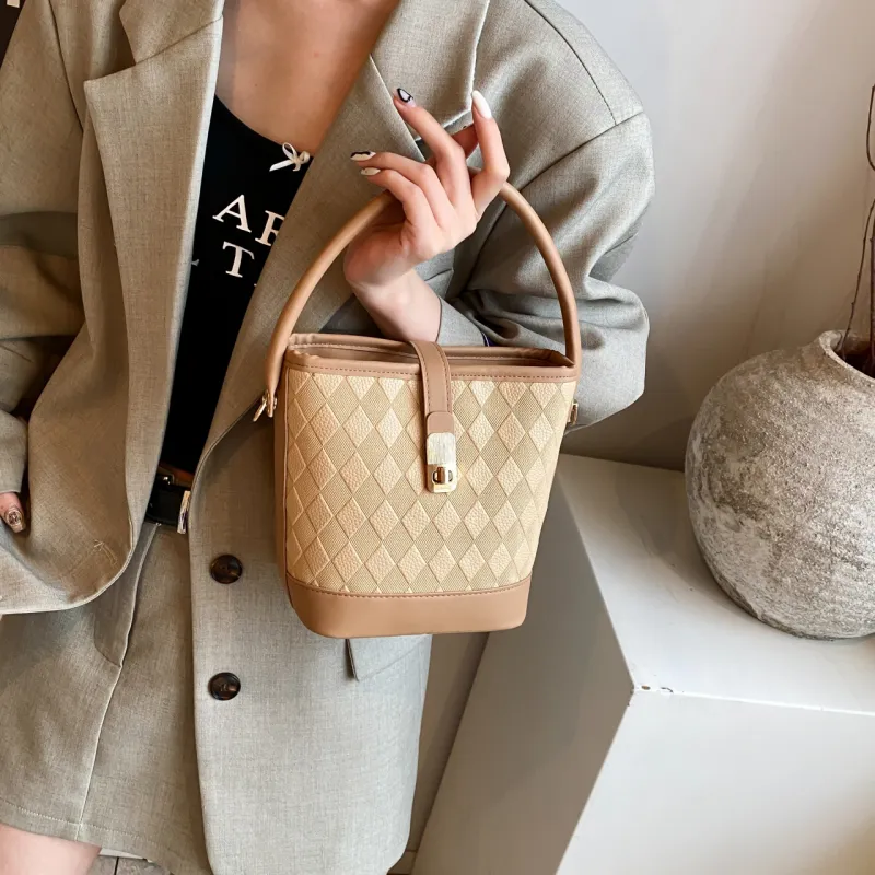 TOUTSEUL YOLO PU Bucket Bag Handbag Women's White/Black/Khaki/Brown-13