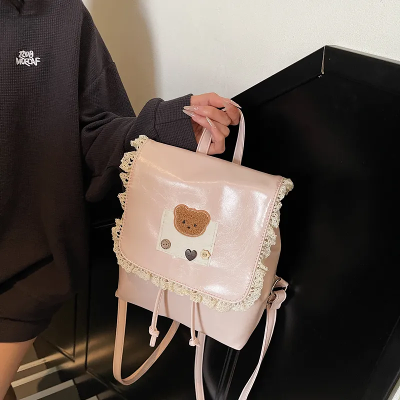 TOUTSEUL YOLO PU Backpack Unisex Ecru/Black/Blue/Pink-20