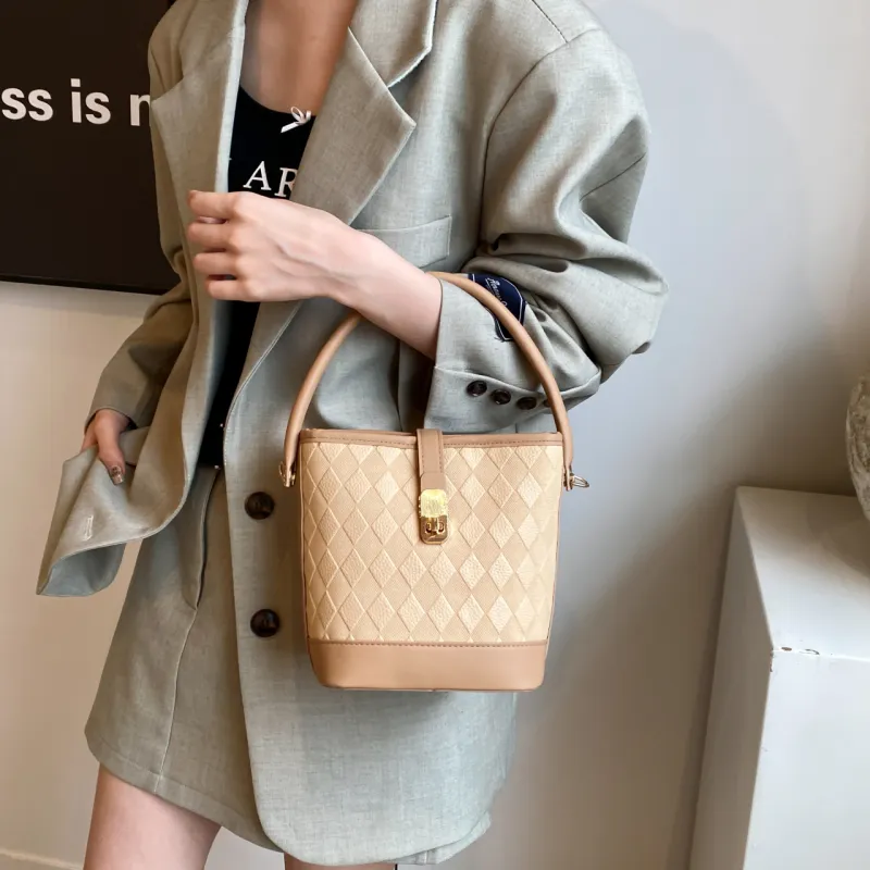 TOUTSEUL YOLO PU Bucket Bag Handbag Women's White/Black/Khaki/Brown-18