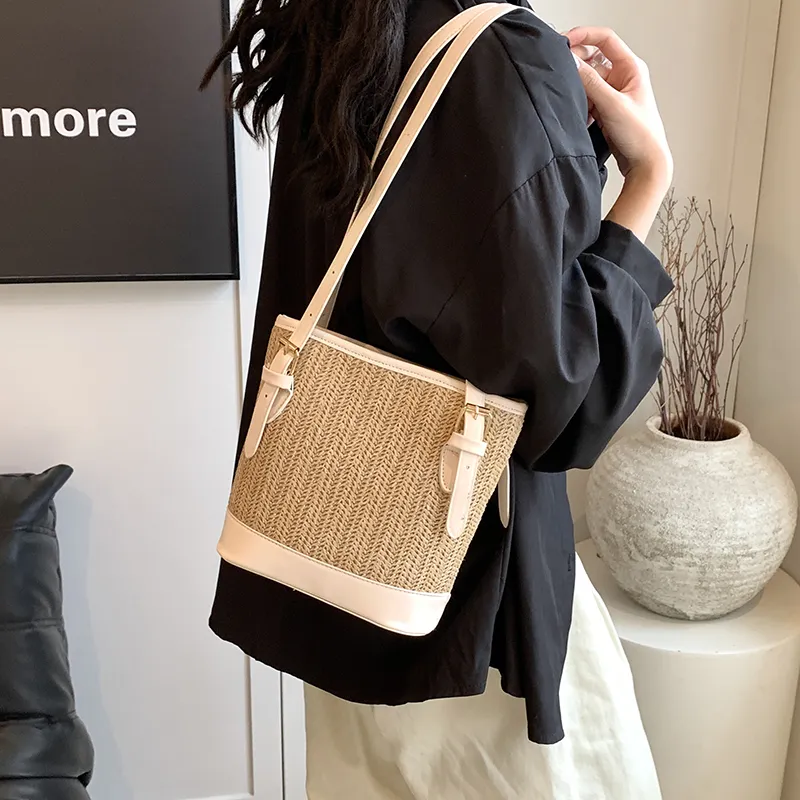 TOUTSEUL YOLO Straw Woven Shoulder Bag Women's Multicolor-3