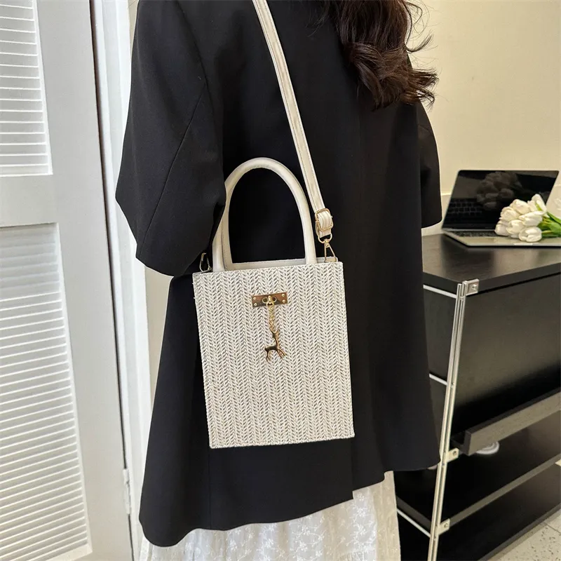 TOUTSEUL YOLO Woven Handbag Women's Beige/Khaki-3