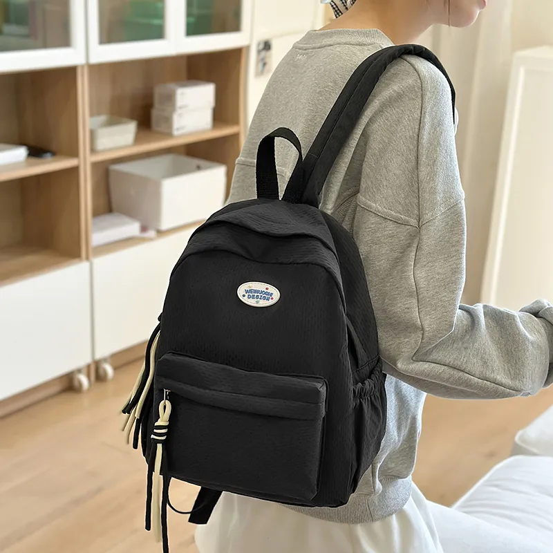 TOUTSEUL YOLO Nylon Backpack Unisex Black/Pink/Yellow/Blue-4