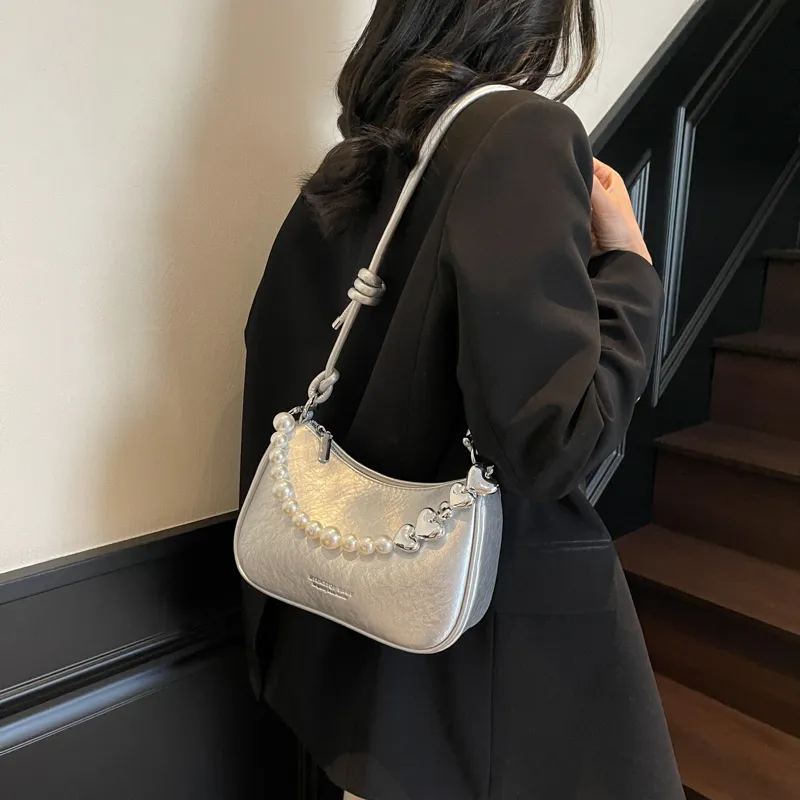 TOUTSEUL YOLO PU Shoulder Bag Women's Ecru/Silver/Black/Pink-4