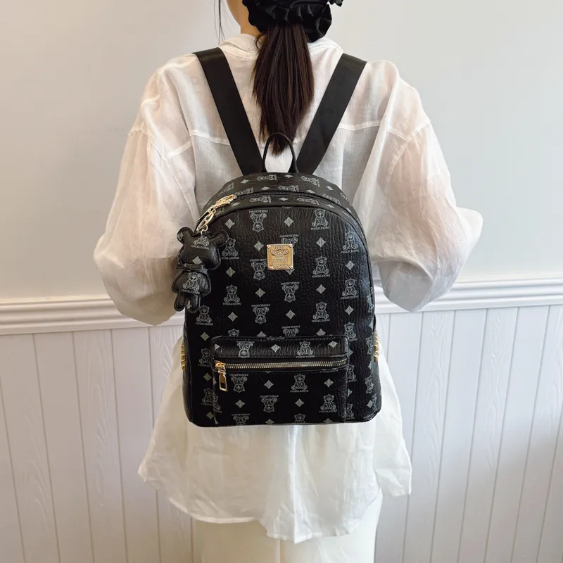 TOUTSEUL YOLO PU Backpack Women's White/Black/Brown-10