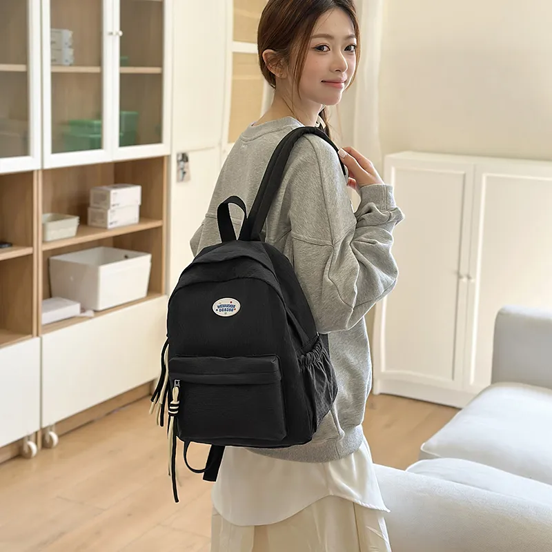 TOUTSEUL YOLO Nylon Backpack Unisex Black/Pink/Yellow/Blue-3