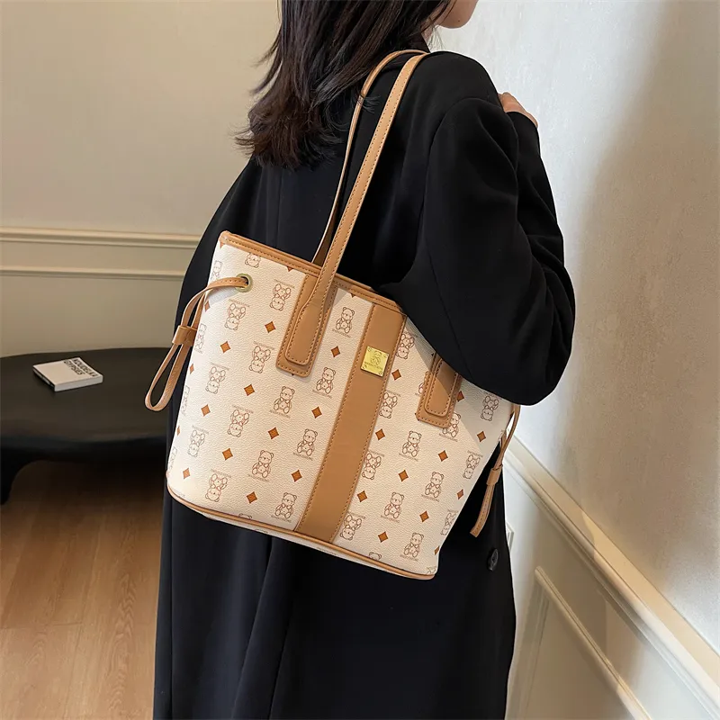 TOUTSEUL YOLO PU Tote Bag, Shopping Bag, Shoulder Bag Unisex White/Pink/Black/Brown/Black & White-1