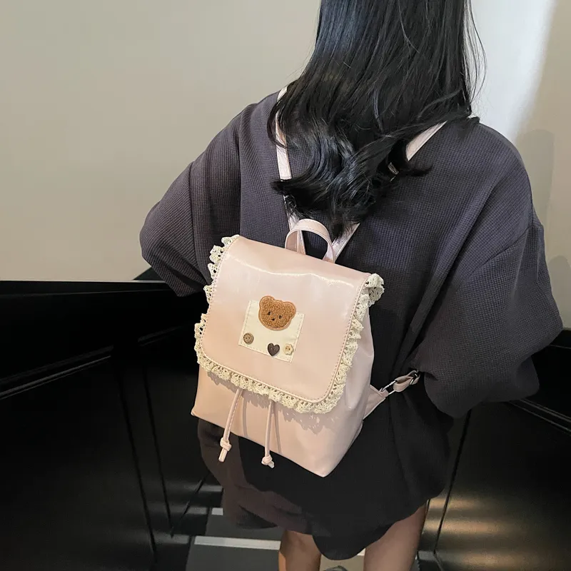 TOUTSEUL YOLO PU Backpack Unisex Ecru/Black/Blue/Pink-22