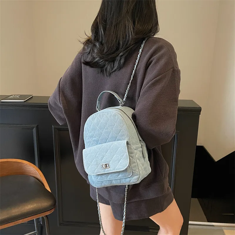 TOUTSEUL YOLO Denim Backpack Regular Women's Blue-4