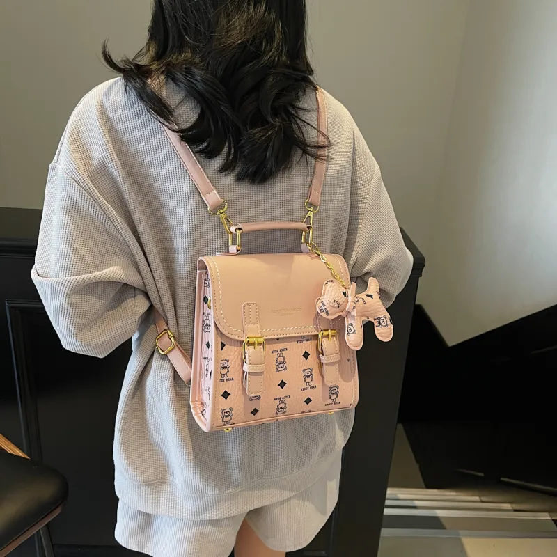 TOUTSEUL YOLO PU One Shoulder Crossbody Backpack Women's White/Pink/Coffee/Brown-9