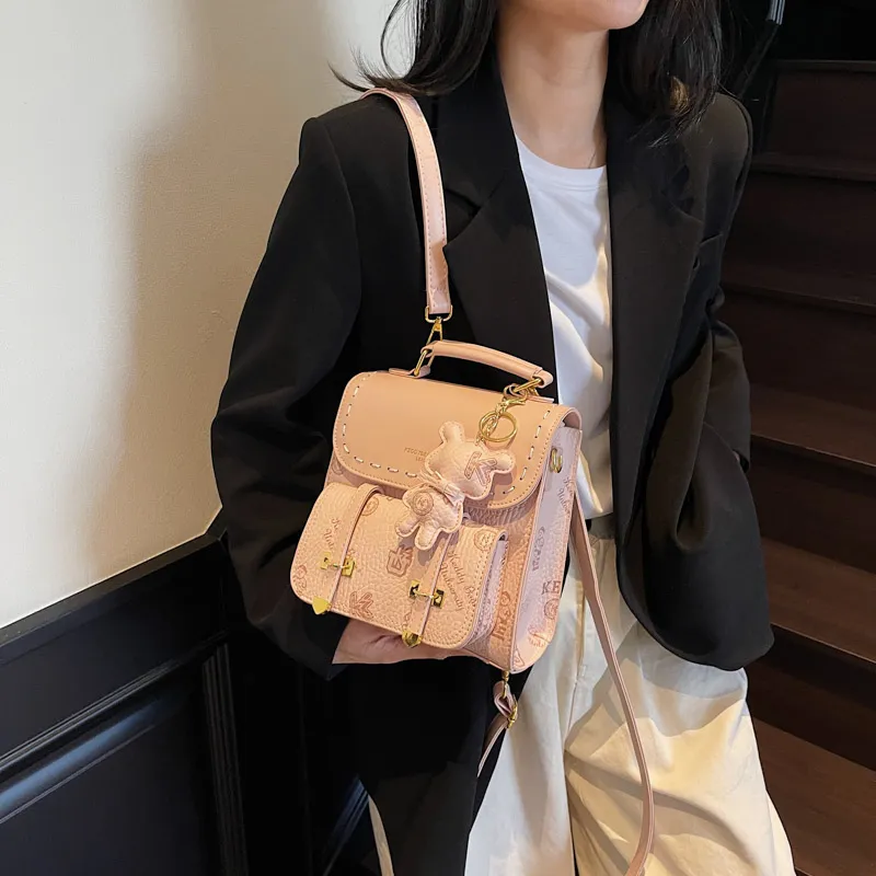 TOUTSEUL YOLO PU Backpack Women's White/Black/Pink/Brown-17