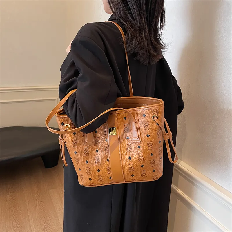 TOUTSEUL YOLO PU Tote Bag, Shopping Bag, Shoulder Bag Unisex White/Pink/Black/Brown/Black & White-19
