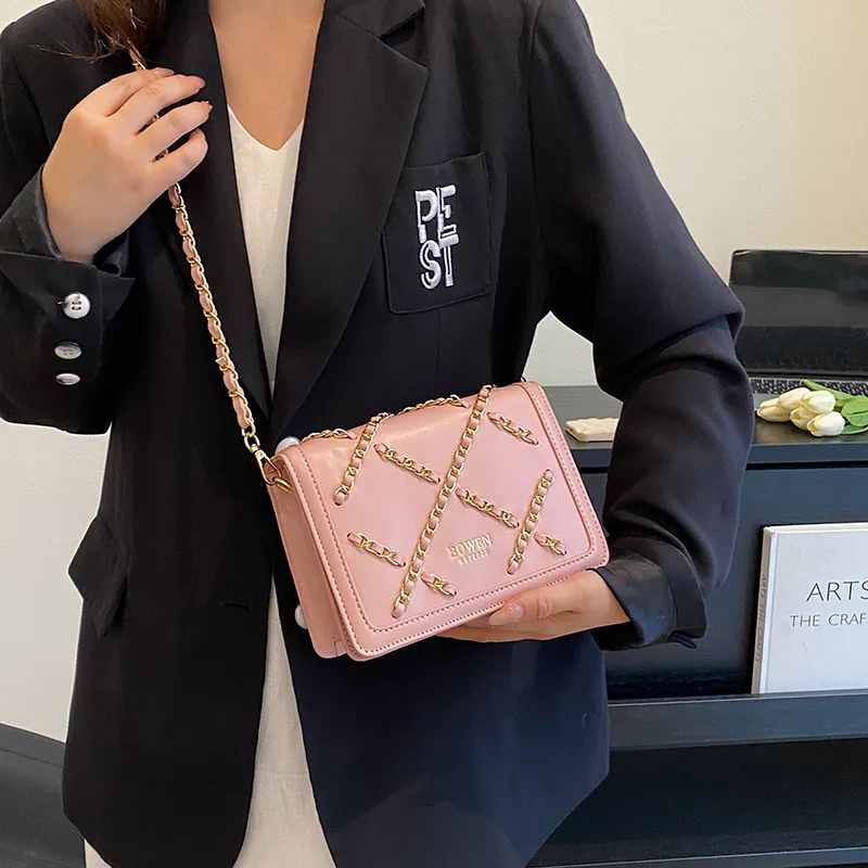 TOUTSEUL YOLO PU Shoulder Bag Women's White/Black/Pink-14