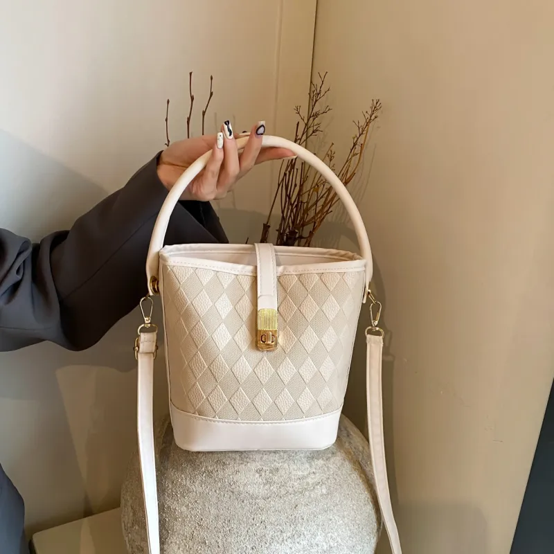TOUTSEUL YOLO PU Bucket Bag Handbag Women's White/Black/Khaki/Brown-1