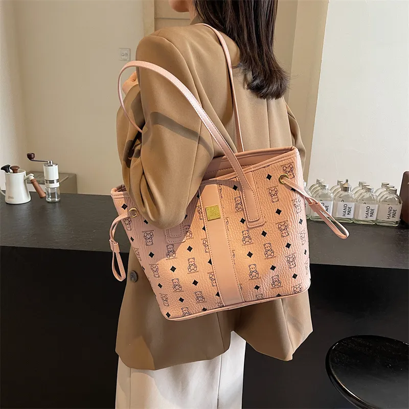 TOUTSEUL YOLO PU Tote Bag, Shopping Bag, Shoulder Bag Unisex White/Pink/Black/Brown/Black & White-14