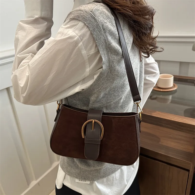TOUTSEUL YOLO Suede Shoulder Bag Regular Women's Black/Red/Khaki/Coffee-24