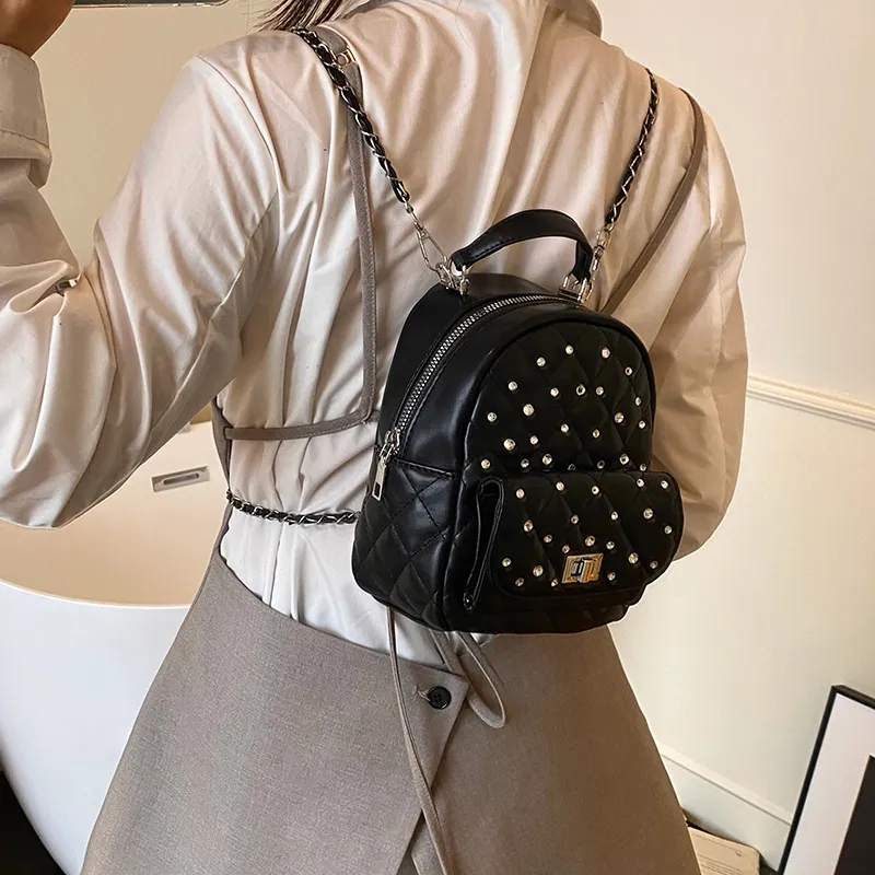 TOUTSEUL YOLO PU Backpack Women's White/Black/Yellow/Pink/Blue-10